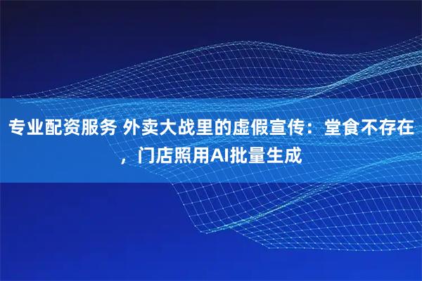 专业配资服务 外卖大战里的虚假宣传：堂食不存在，门店照用AI批量生成